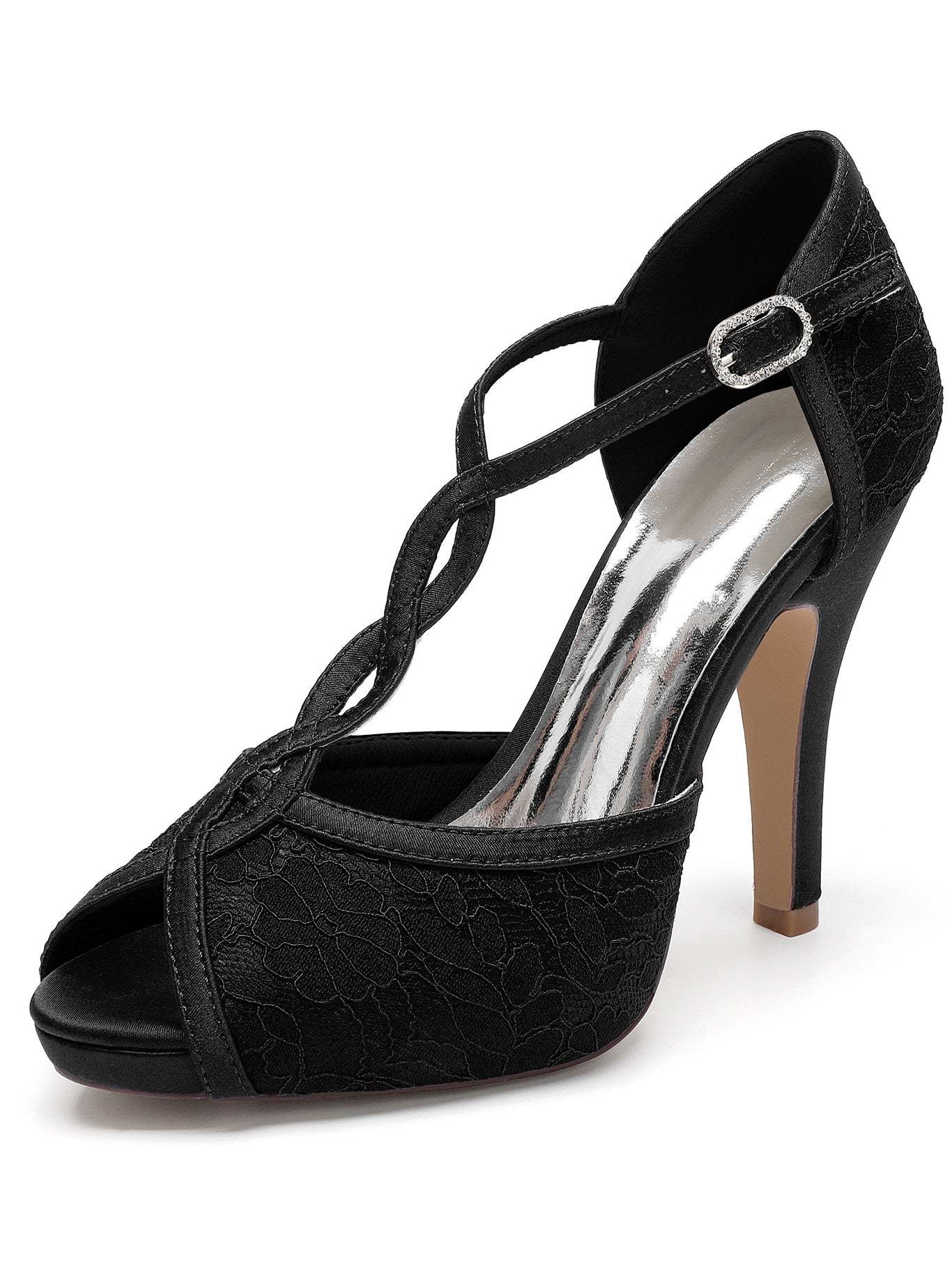 Bridesmaid's Rhinestone High Heel Open Toe Wedding Shoes for Women