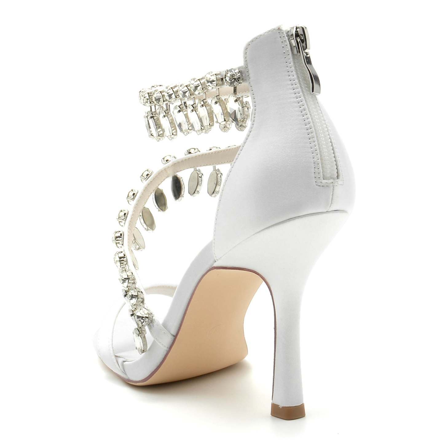 Bridal High Heel Open Toe Shoes with Spiral Rhinestone Buckle for Women