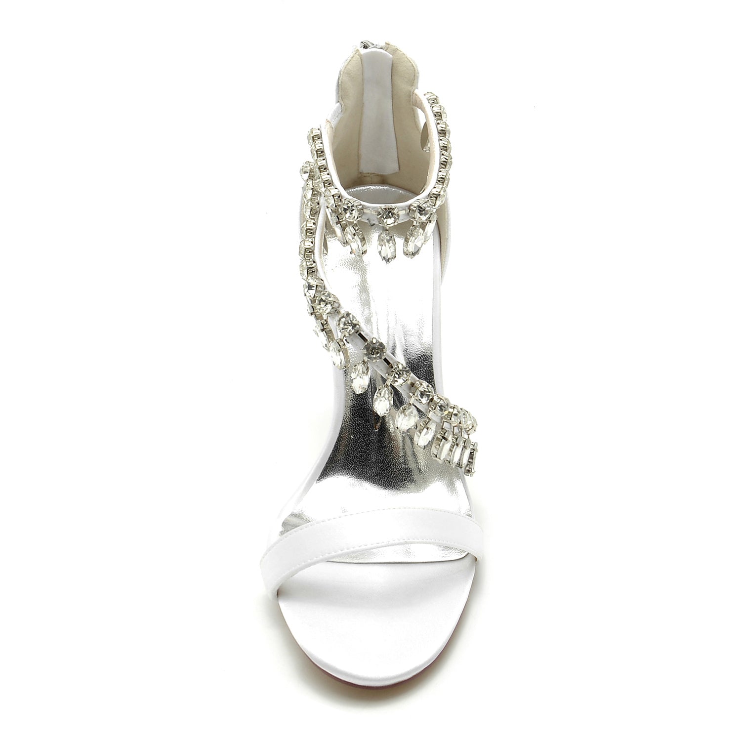 Bridal High Heel Open Toe Shoes with Spiral Rhinestone Buckle for Women