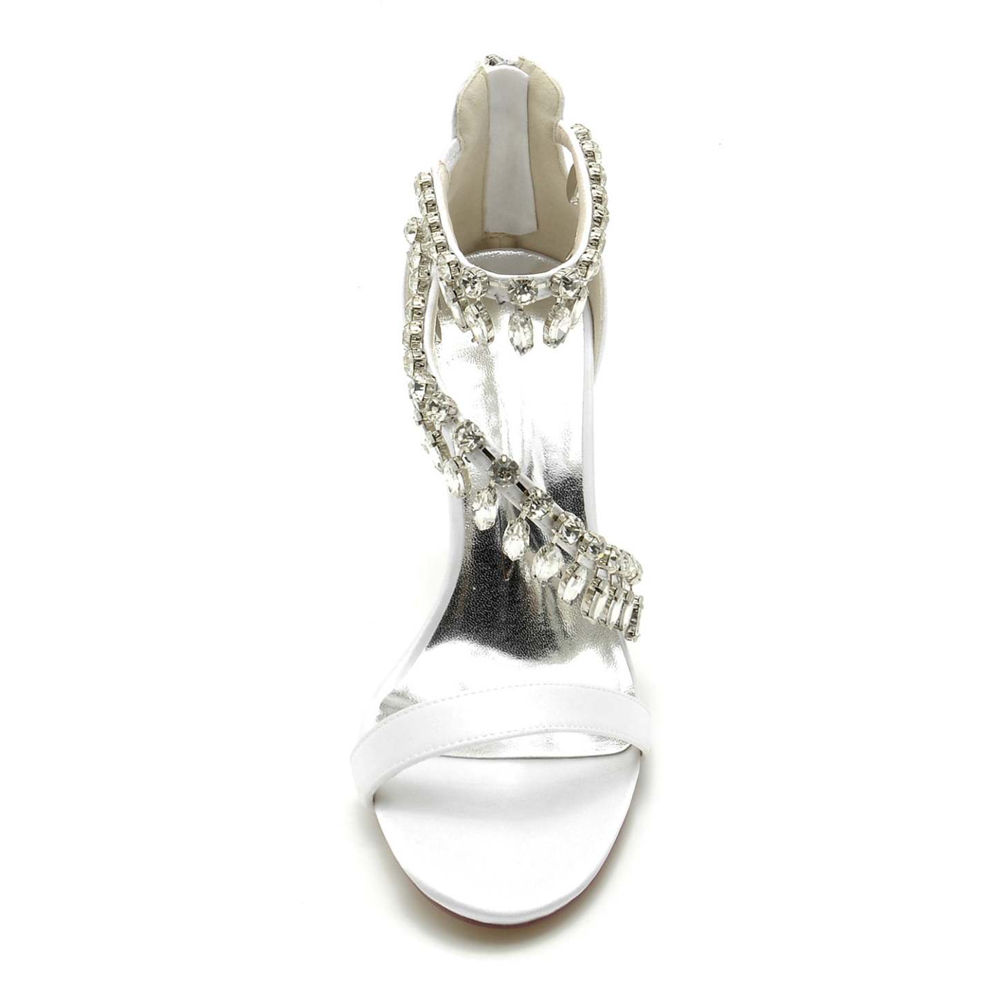 Bridal High Heel Open Toe Shoes with Spiral Rhinestone Buckle for Women