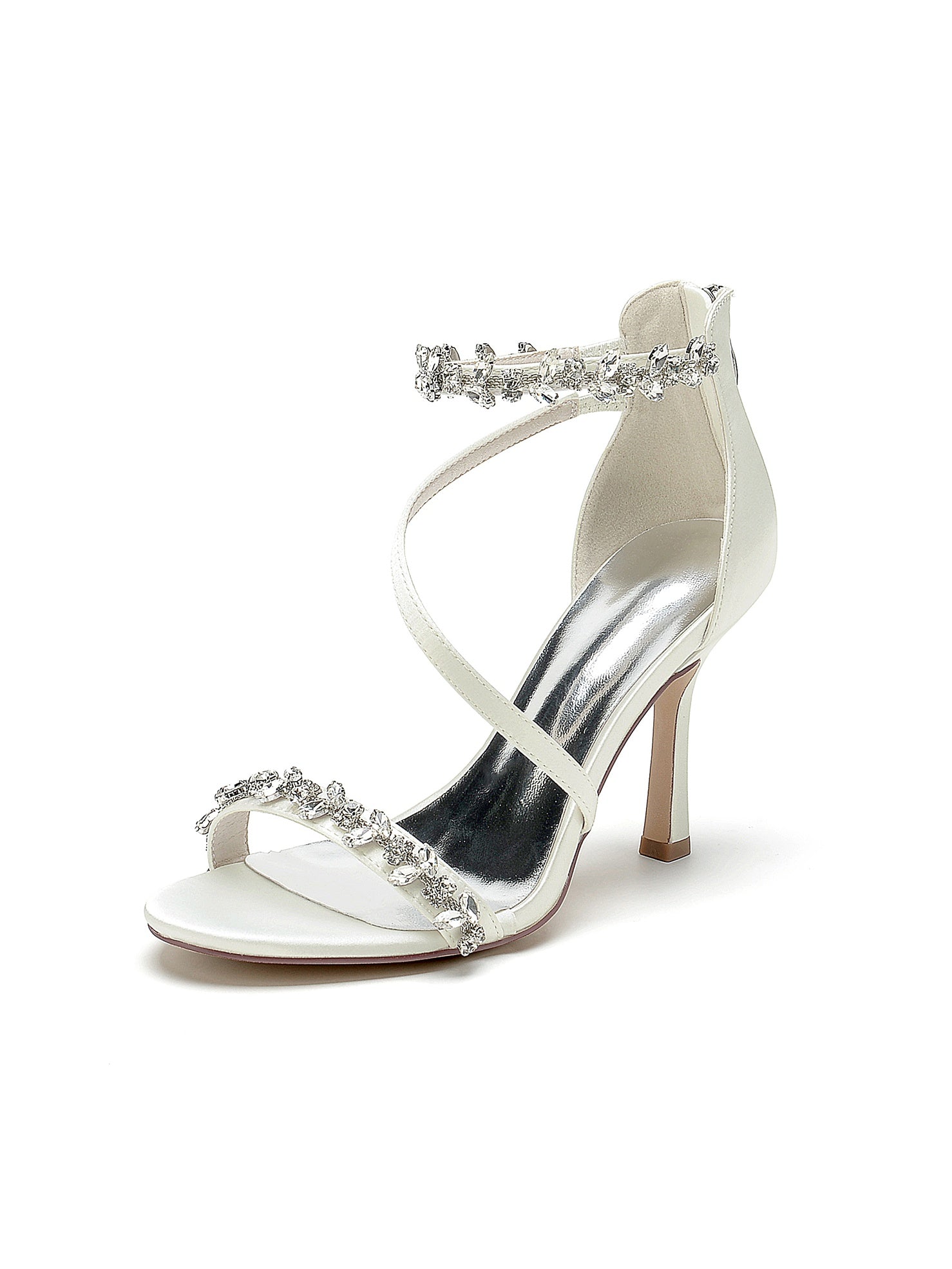 Bridal High Heel Open Toe Shoes with Rhinestones for Women