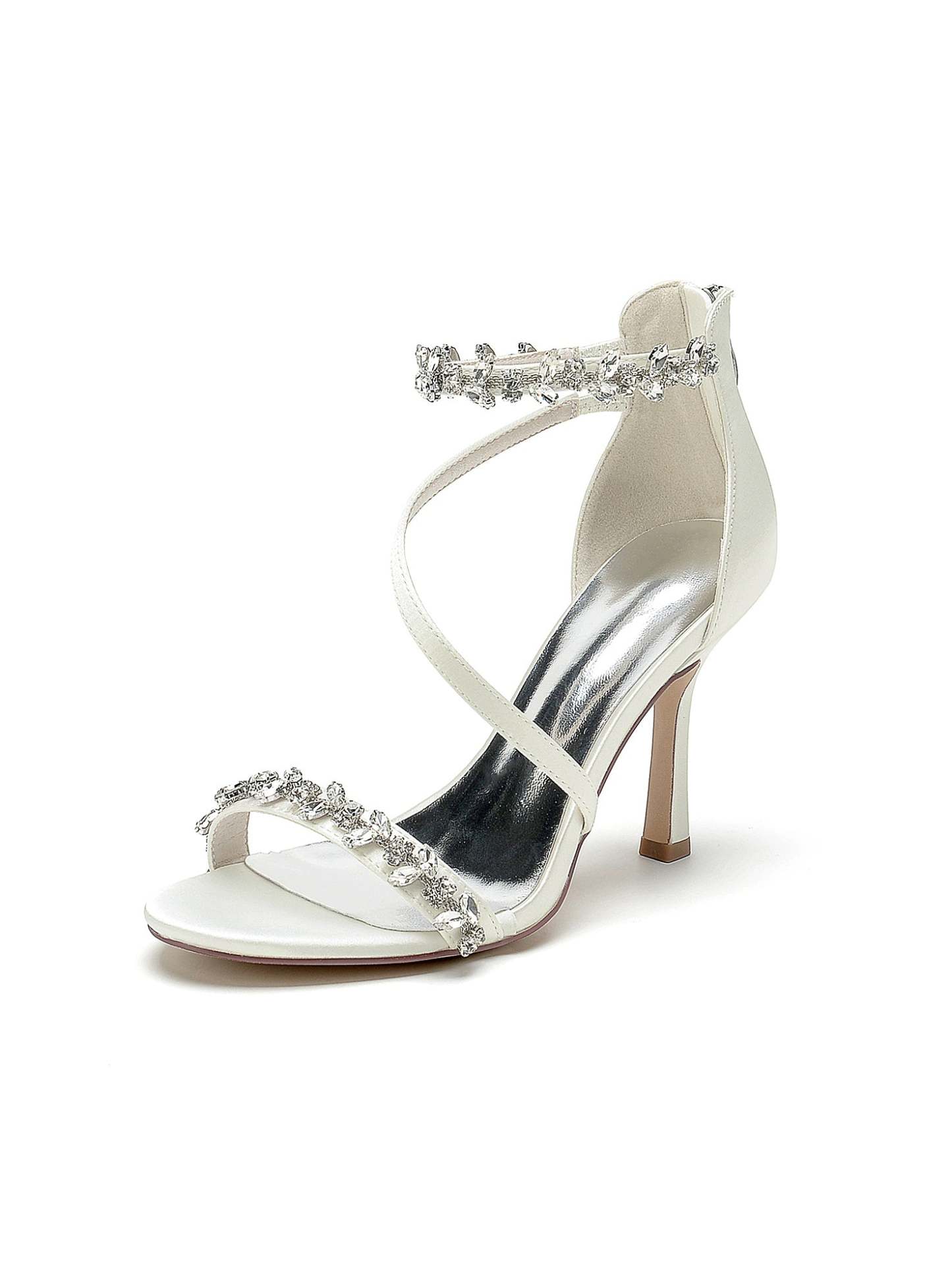 Bridal High Heel Open Toe Shoes with Rhinestones for Women