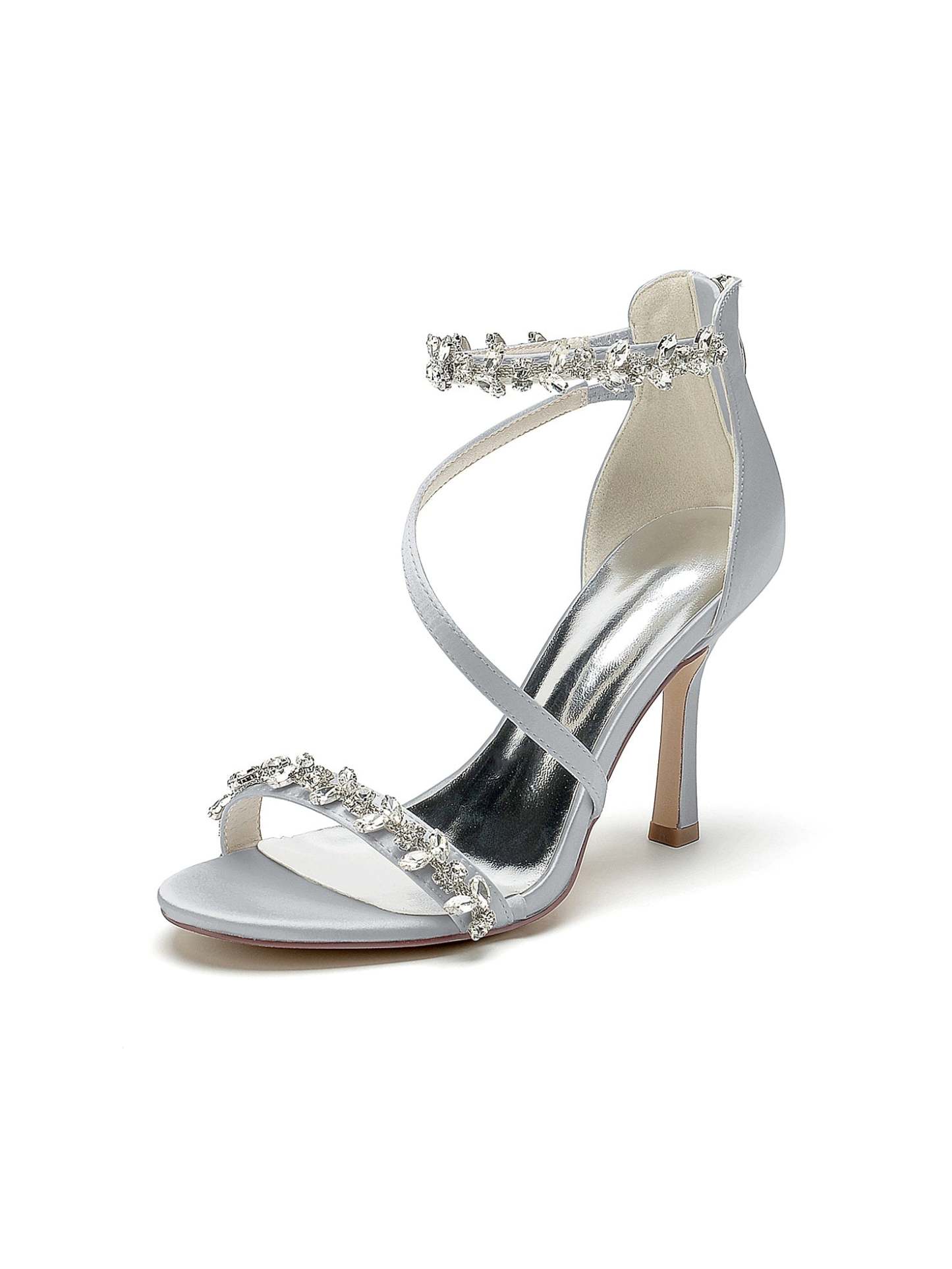 Bridal High Heel Open Toe Shoes with Rhinestones for Women