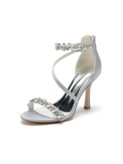 Bridal High Heel Open Toe Shoes with Rhinestones for Women