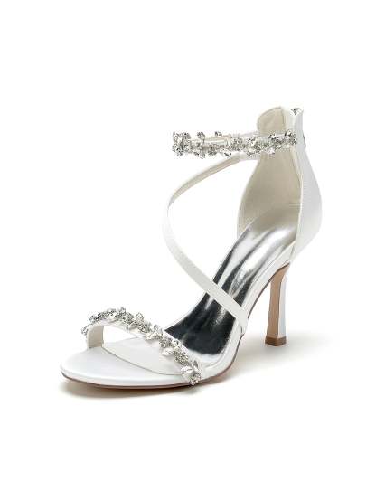 Bridal High Heel Open Toe Shoes with Rhinestones for Women