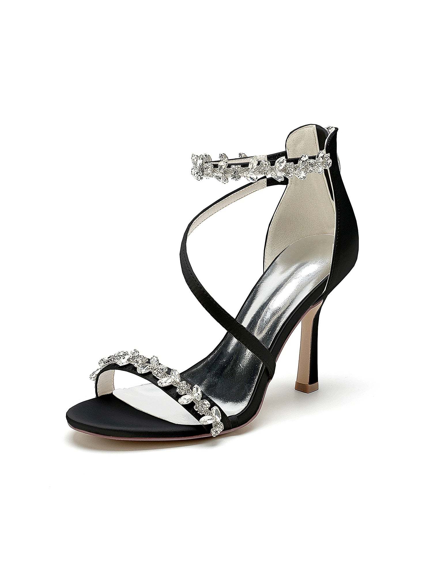 Bridal High Heel Open Toe Shoes with Rhinestones for Women