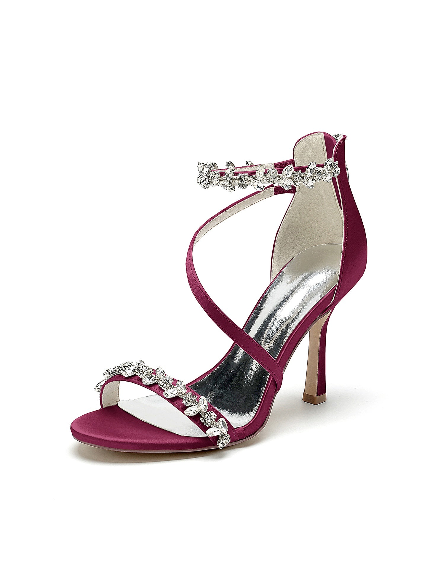 Bridal High Heel Open Toe Shoes with Rhinestones for Women