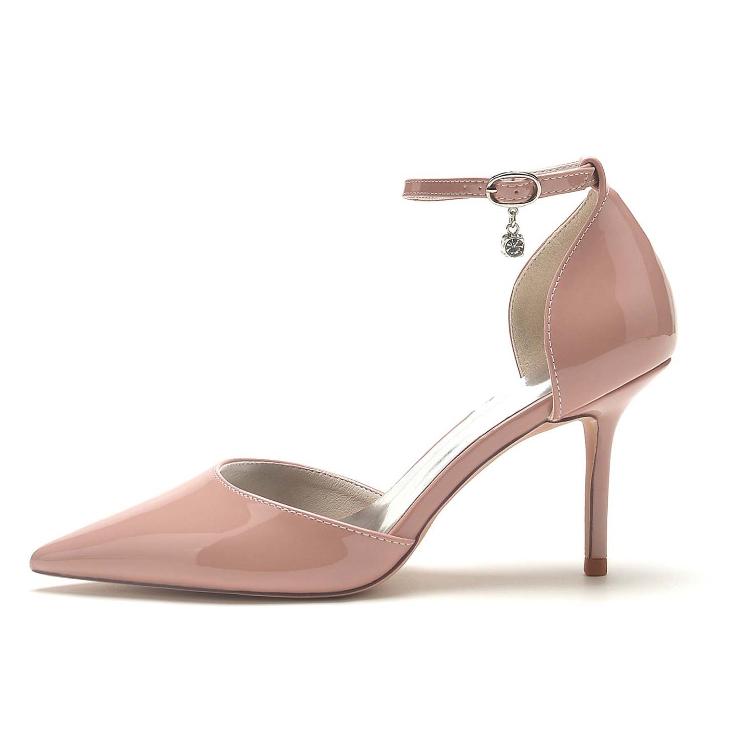 Bridal Stiletto Shoes for Women with Patent Leather and Buckle Detail