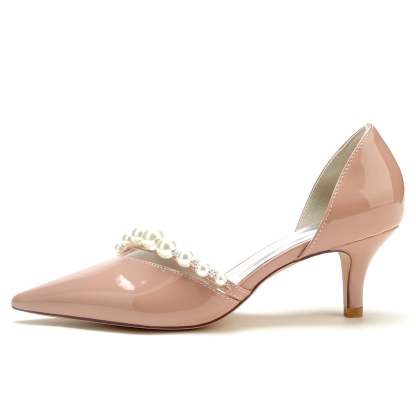 Bridal Shoes for Women in Pearl Patent Leather with Pointed Toe