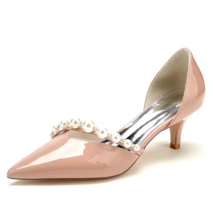 Bridal Shoes for Women in Pearl Patent Leather with Pointed Toe