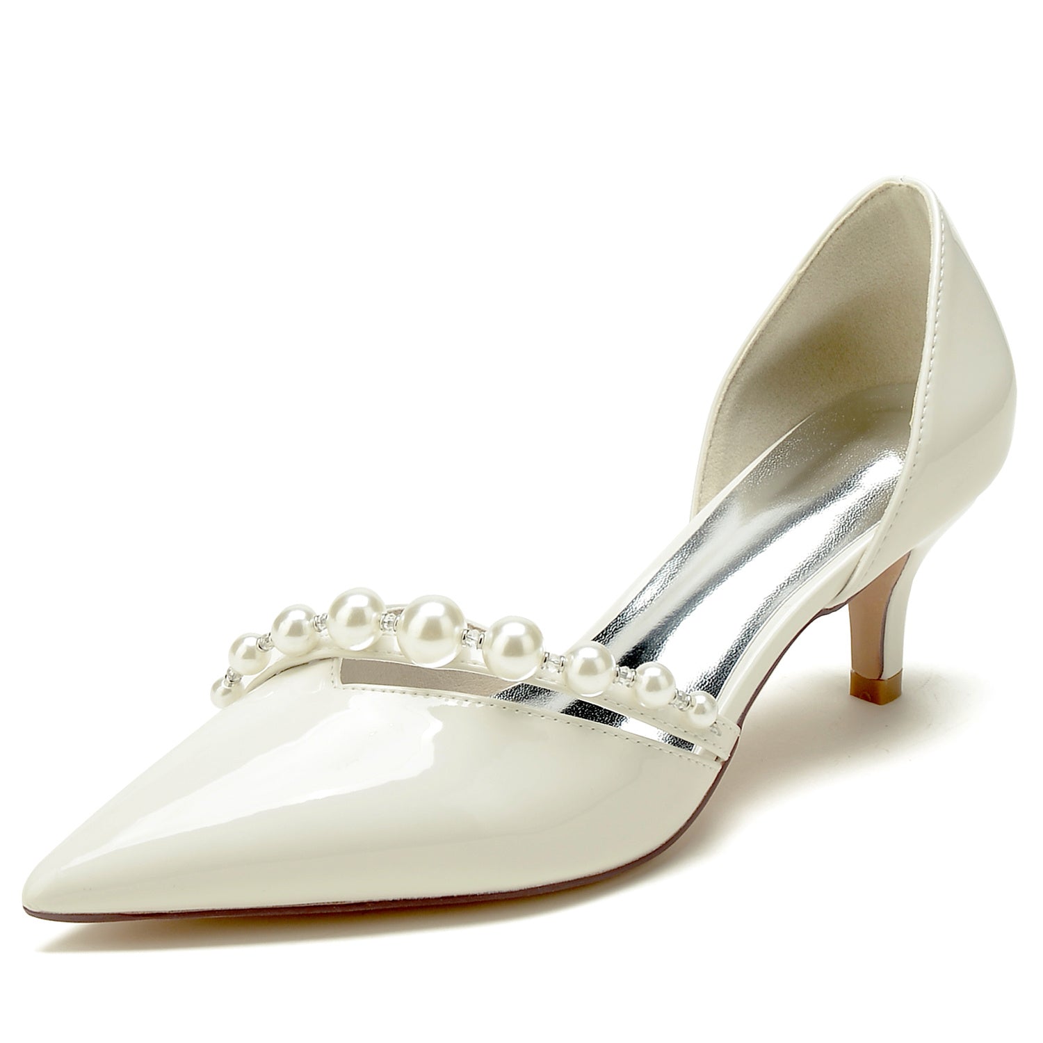 Bridal Shoes for Women in Pearl Patent Leather with Pointed Toe