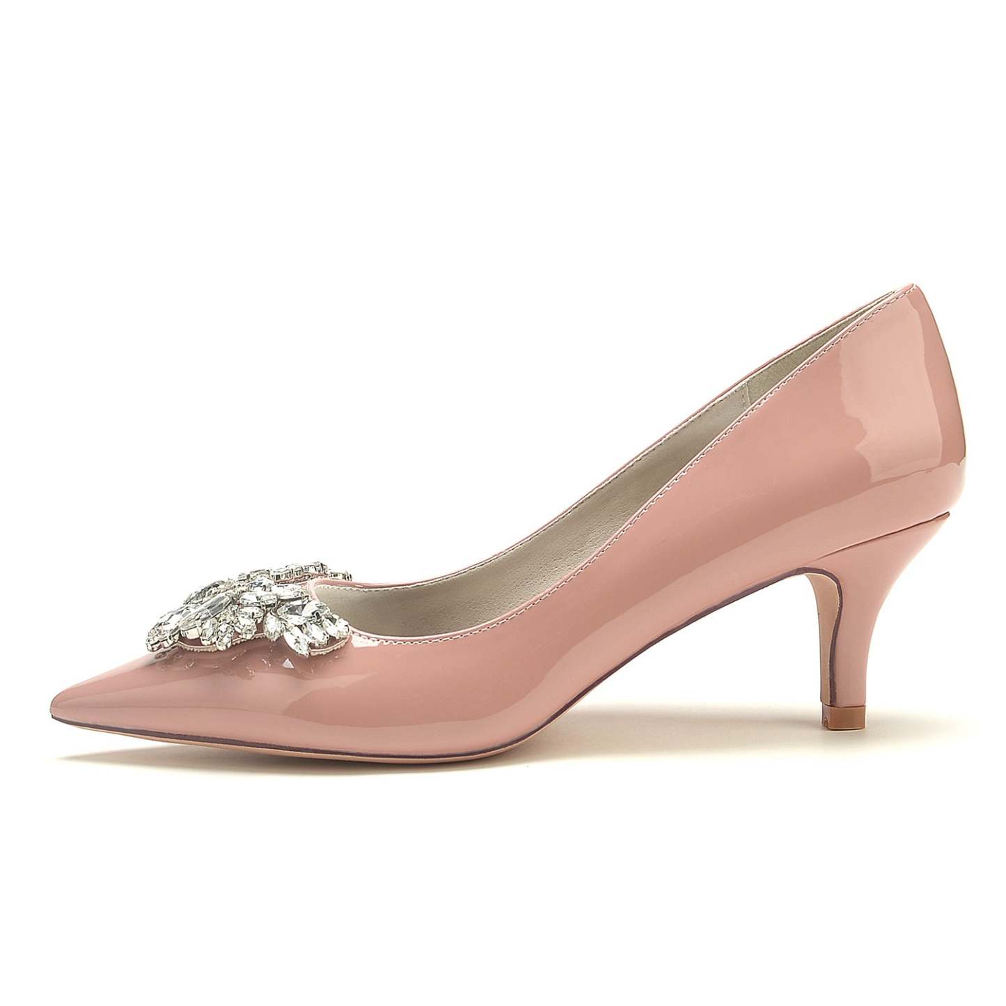 Bridal Shoes for Women with Rhinestones and Patent Leather in Mid Pointed Toe