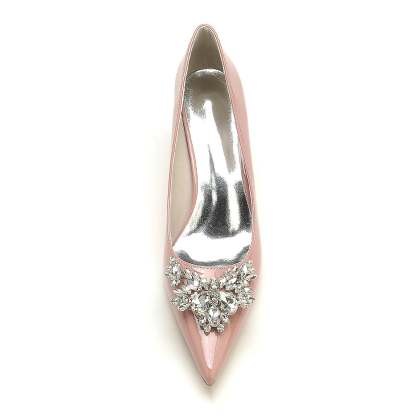 Bridal Shoes for Women with Rhinestones and Patent Leather in Mid Pointed Toe