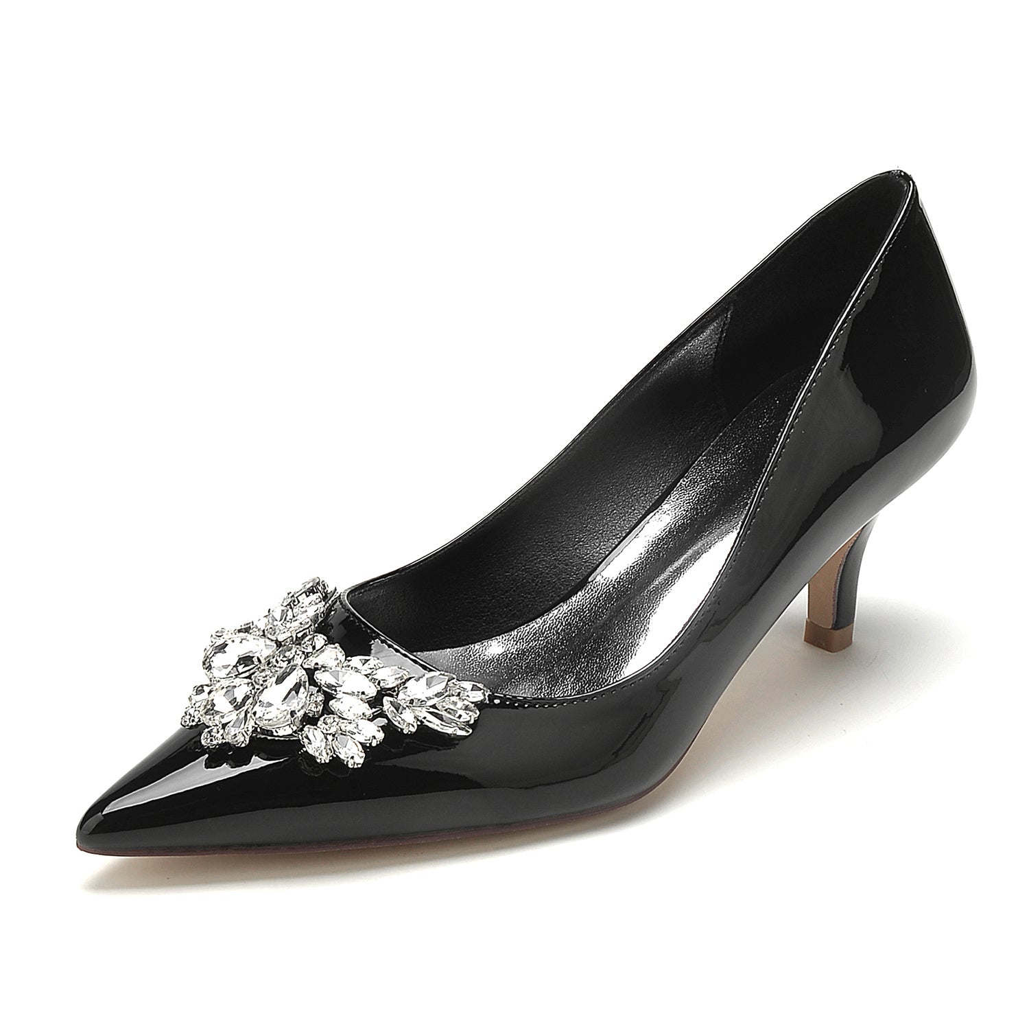 Bridal Shoes for Women with Rhinestones and Patent Leather in Mid Pointed Toe