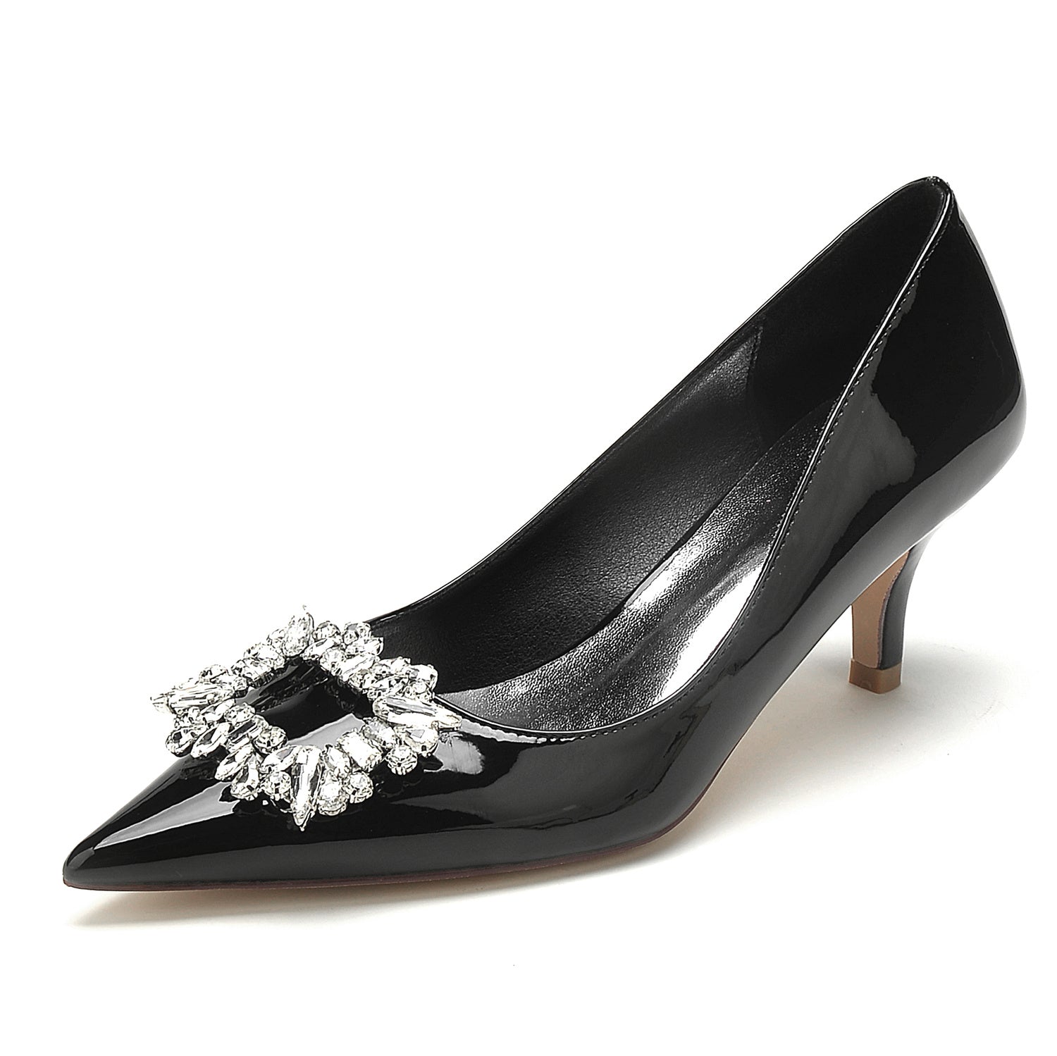 Bridal Shoes for Women with Crystal Square Toe in Patent Leather