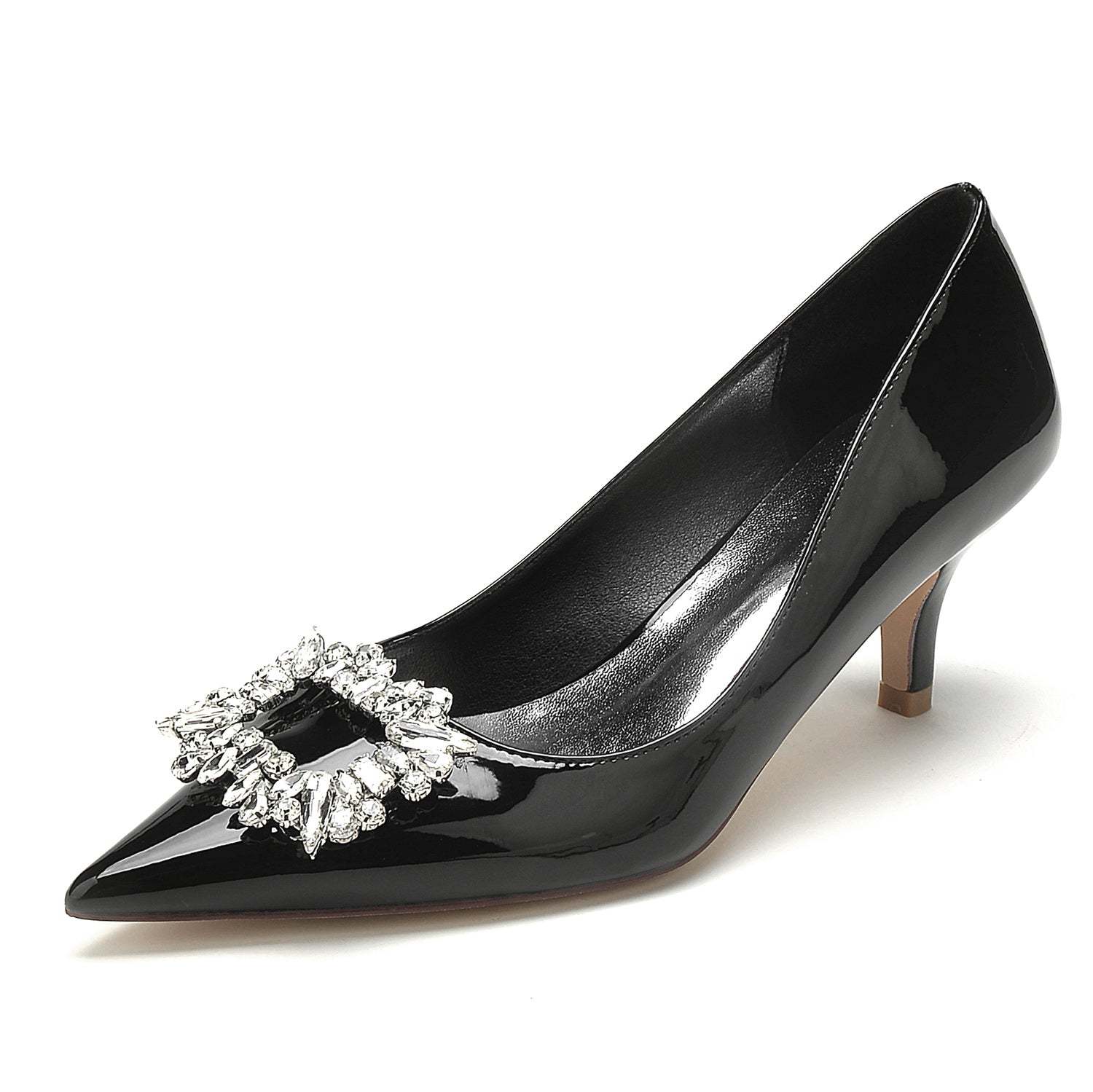 Bridal Shoes for Women with Crystal Square Toe in Patent Leather