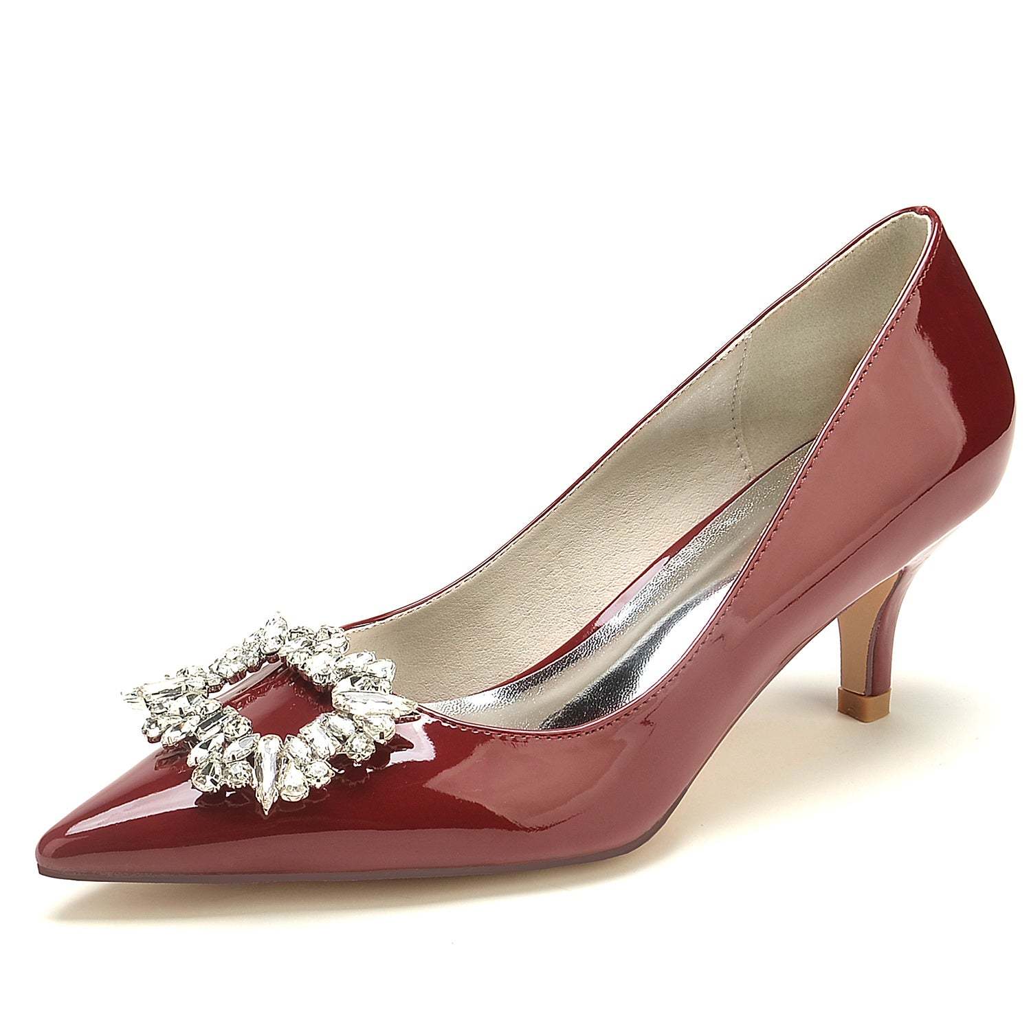 Bridal Shoes for Women with Crystal Square Toe in Patent Leather