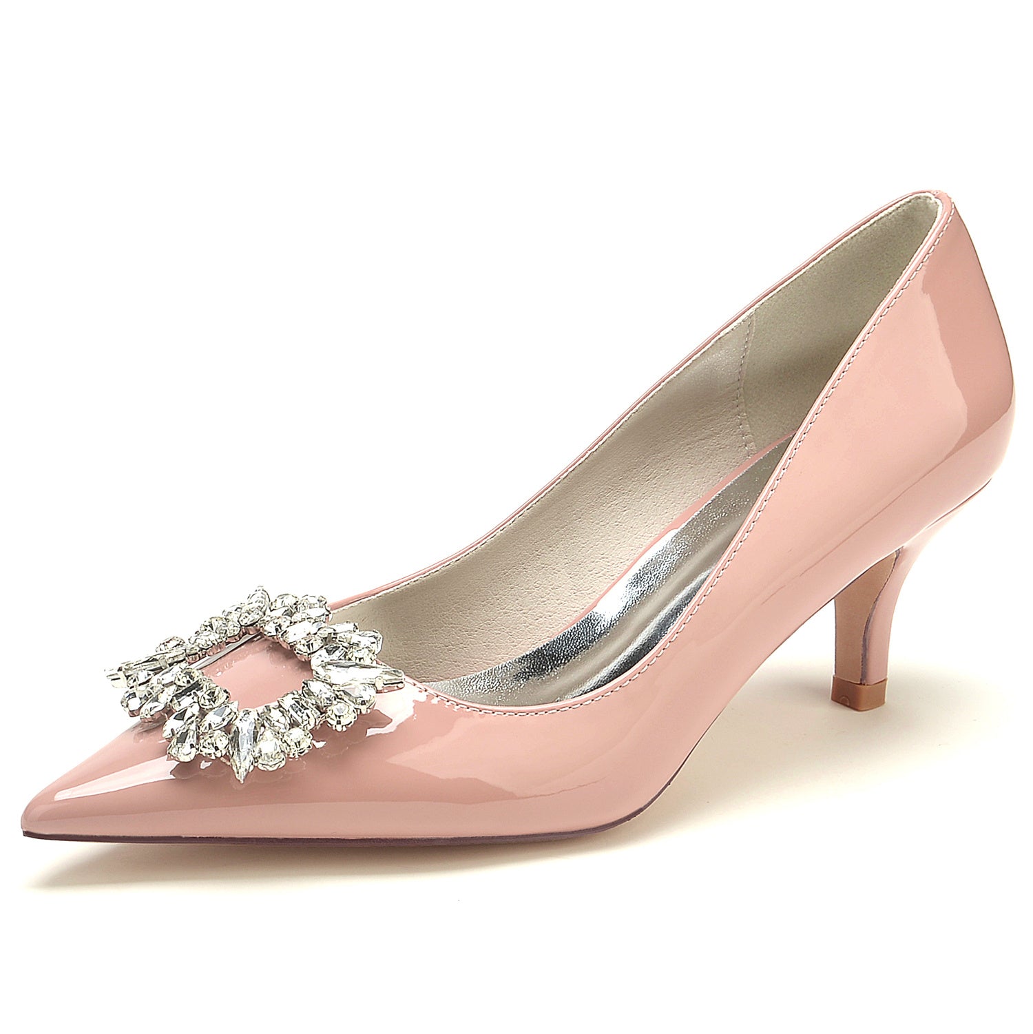 Bridal Shoes for Women with Crystal Square Toe in Patent Leather