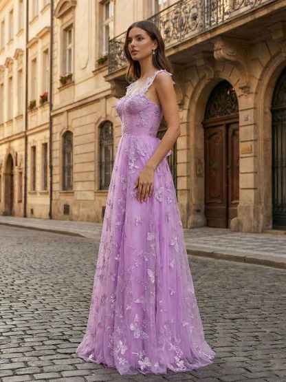 Sage Green Sweetheart A Line Butterfly Tulle Corset Prom Dress