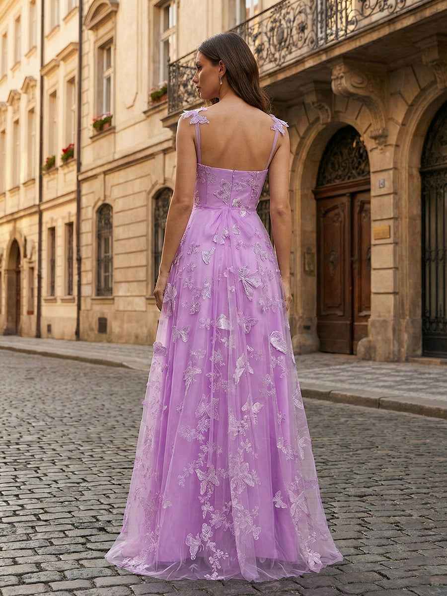 Sage Green Sweetheart A Line Butterfly Tulle Corset Prom Dress