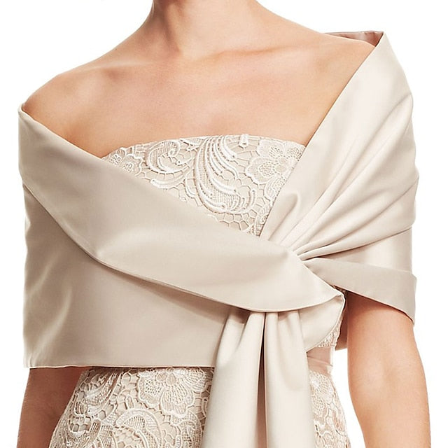 Pure Color Satin Sleeveless Wraps for Wedding Guests