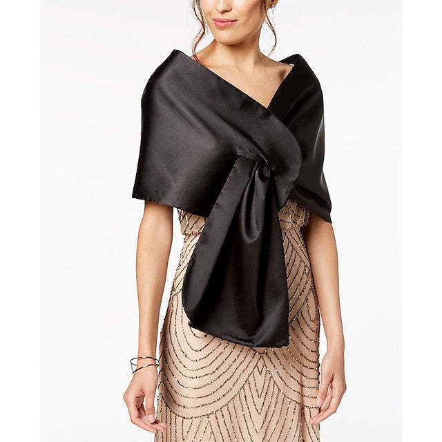 Pure Color Satin Sleeveless Wraps for Wedding Guests