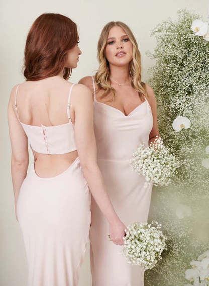 Long Floor-length Bridesmaid Dresses with Spaghetti Strap Sheath/Column Design