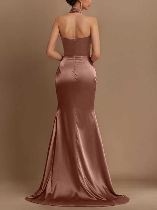 Floor-length Halter Prom Dresses in Sheath/Column Style