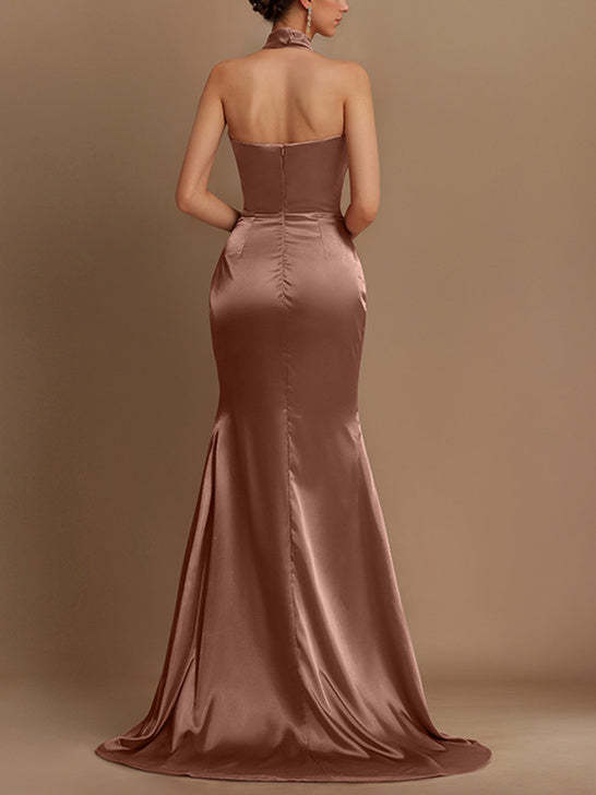 Floor-length Halter Prom Dresses in Sheath/Column Style