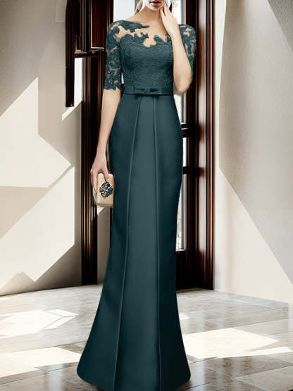 Floor-length Mother of the Bride Dresses with Sheath/Column Illusion Neck
