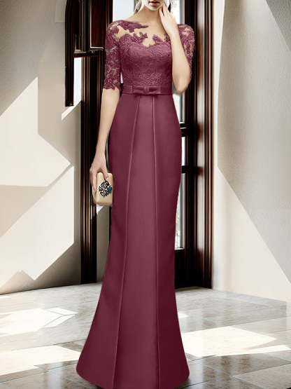 Floor-length Mother of the Bride Dresses with Sheath/Column Illusion Neck