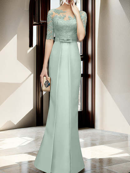 Floor-length Mother of the Bride Dresses with Sheath/Column Illusion Neck