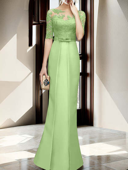 Floor-length Mother of the Bride Dresses with Sheath/Column Illusion Neck