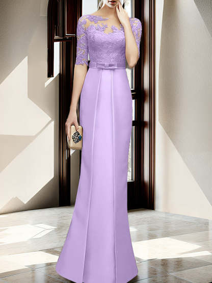 Floor-length Mother of the Bride Dresses with Sheath/Column Illusion Neck
