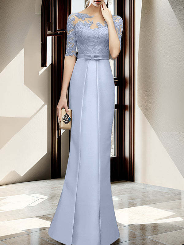 Floor-length Mother of the Bride Dresses with Sheath/Column Illusion Neck