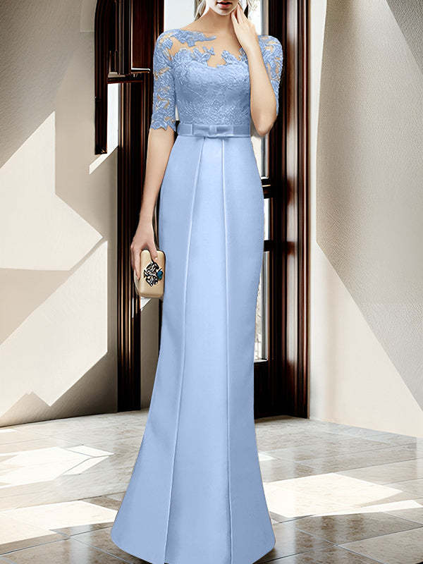 Floor-length Mother of the Bride Dresses with Sheath/Column Illusion Neck