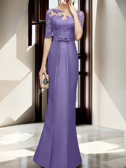 Floor-length Mother of the Bride Dresses with Sheath/Column Illusion Neck