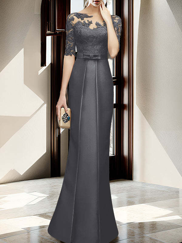 Floor-length Mother of the Bride Dresses with Sheath/Column Illusion Neck
