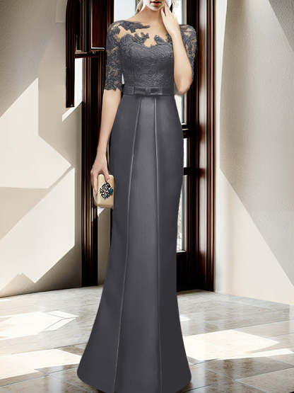 Floor-length Mother of the Bride Dresses with Sheath/Column Illusion Neck