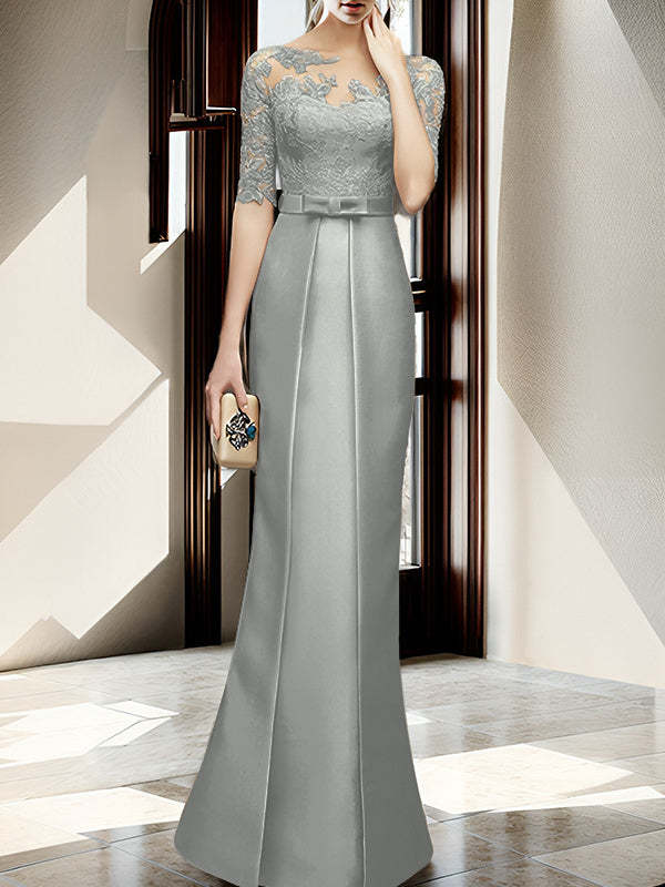 Floor-length Mother of the Bride Dresses with Sheath/Column Illusion Neck
