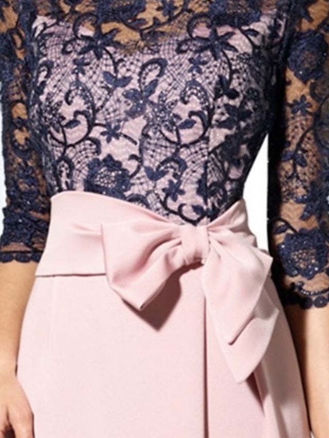 Floor-Length Mother of the Bride Sheath/Column Jewel Neck Dresses