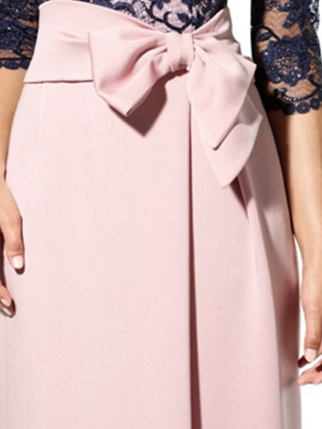 Floor-Length Mother of the Bride Sheath/Column Jewel Neck Dresses