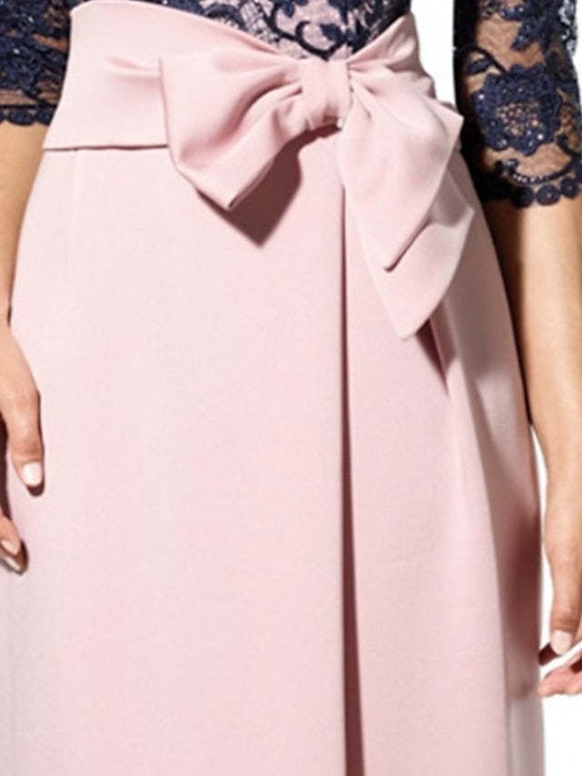 Floor-Length Mother of the Bride Sheath/Column Jewel Neck Dresses