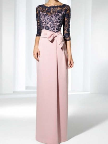 Floor-Length Mother of the Bride Sheath/Column Jewel Neck Dresses
