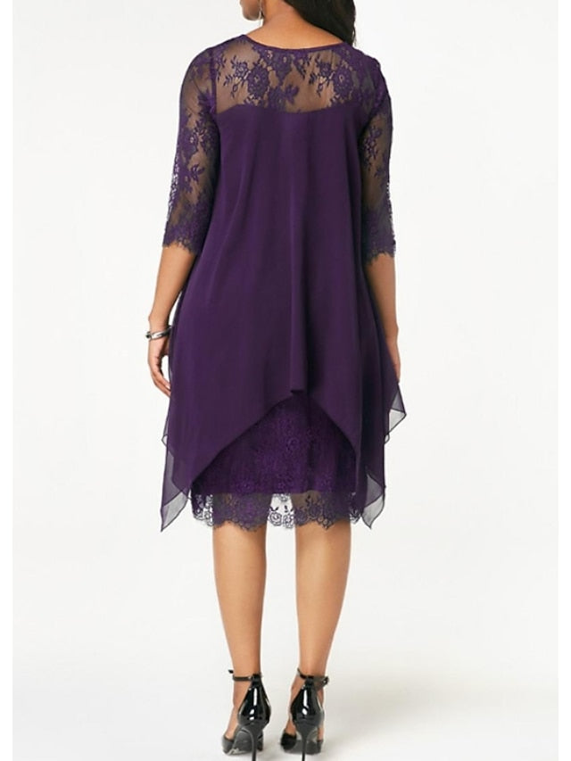 Knee-Length Mother of the Bride Sheath/Column Jewel Neck Dresses