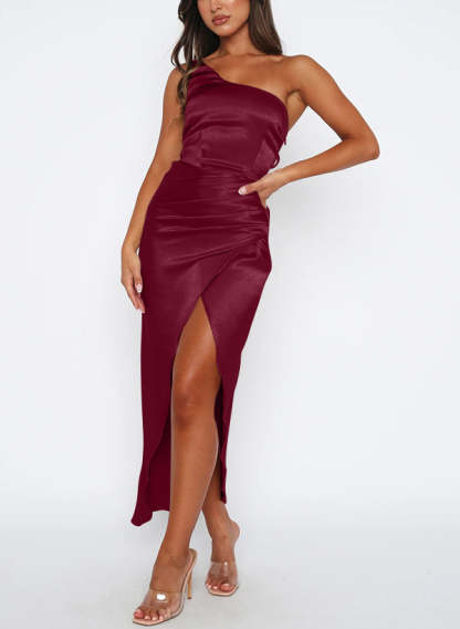 One-Shoulder Ankle-Length Sheath Bridesmaid Gown