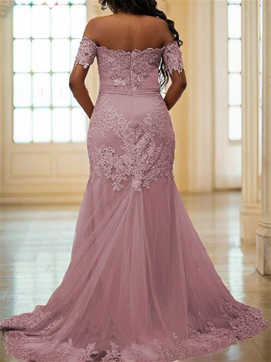 Off-the-Shoulder Floor-Length Sheath/Column Prom Gowns