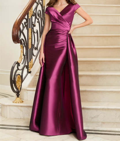 Sleeveless Satin V-Neck Sheath Dress for the Mother of the Bride