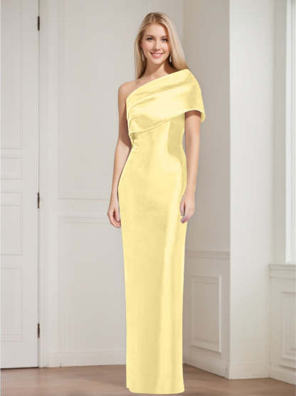 One-Shoulder Sleeveless Floor-Length Sheath/Column Mother of the Bride Dress with Bowknot
