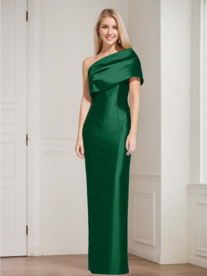 One-Shoulder Sleeveless Floor-Length Sheath/Column Mother of the Bride Dress with Bowknot
